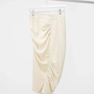 Nina Ricci Cream Ruched Asymmetrical Midi Skirt